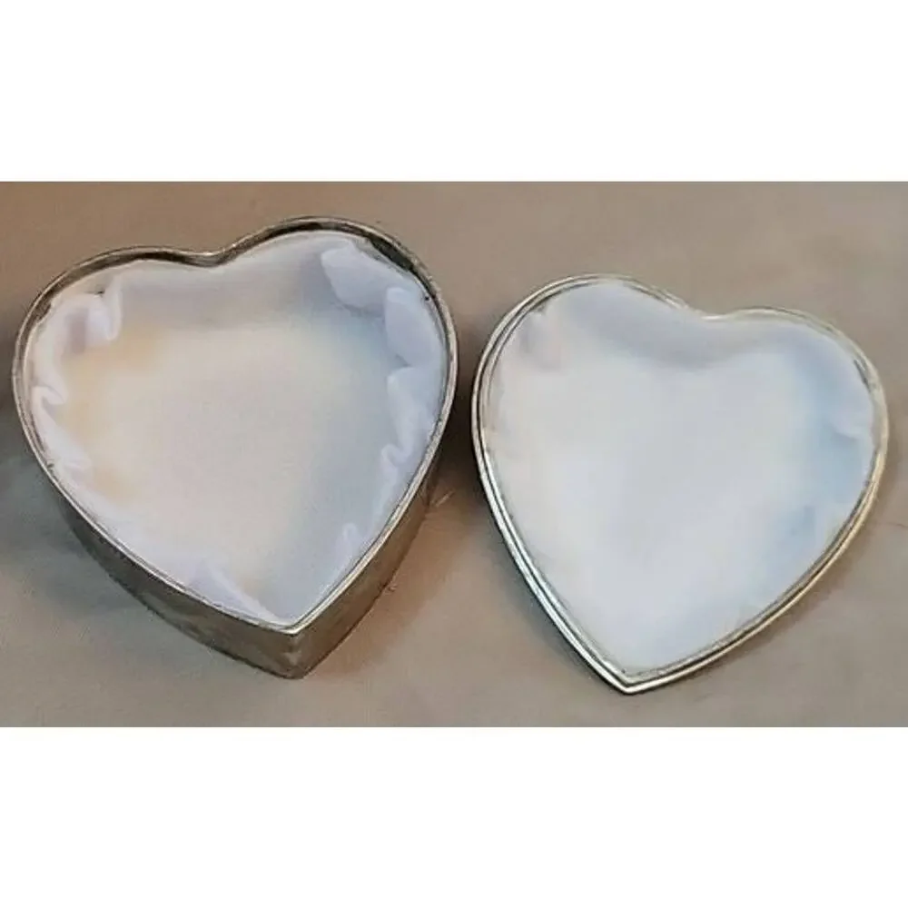 Vintage Silver Plated Heart Shaped Trinket Box with Gold Tone Bow